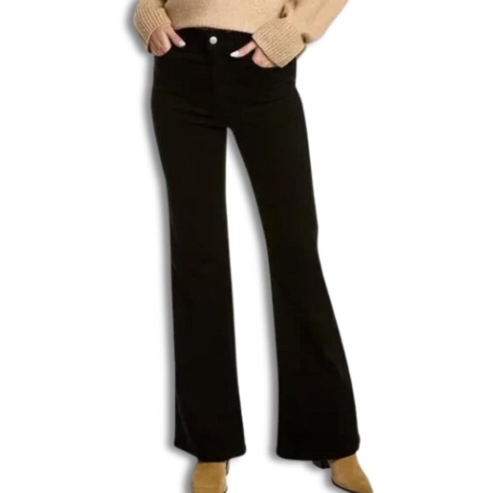 Joes Jeans High Rise Flare Jeans Button Zipper Fly Solid Black Women's 29 NWT
